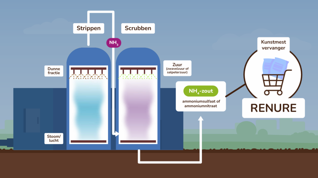 Infographic over het strippen en scrubben van ammoniak